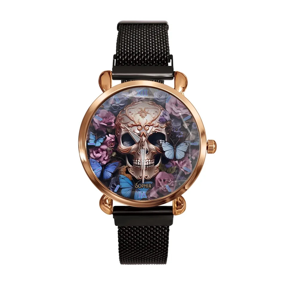 Charming Halloween Skull Couple Personalized Family Round_