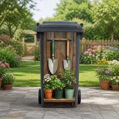 Garden Shelf Trash Can Sticker - Decorative Potted Plant Bin Decal For Outdoor Yard & Patio