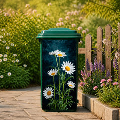 Garden Trash Can Stickers - Decorative Nature Bin Decals For Outdoor Yard & Patio